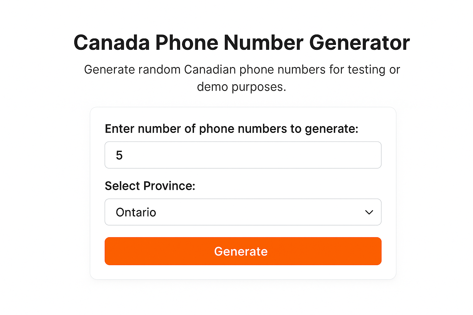 Canada Phone Number Generator Online Tool: Create Random & Fake Numbers ...