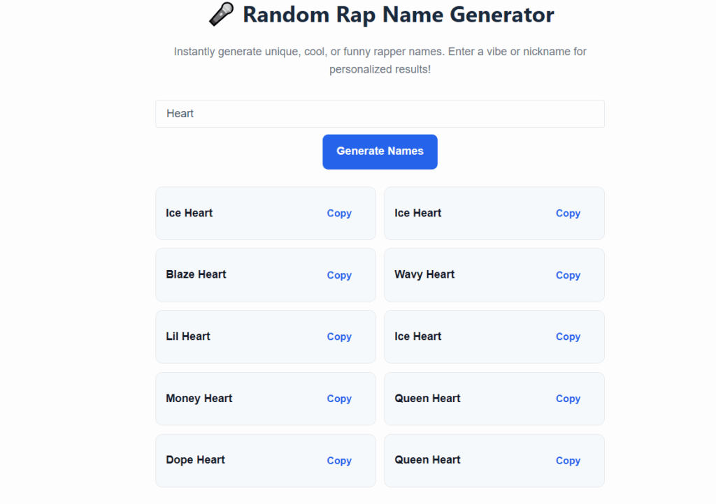 Free Random Rap Name Generator Tool