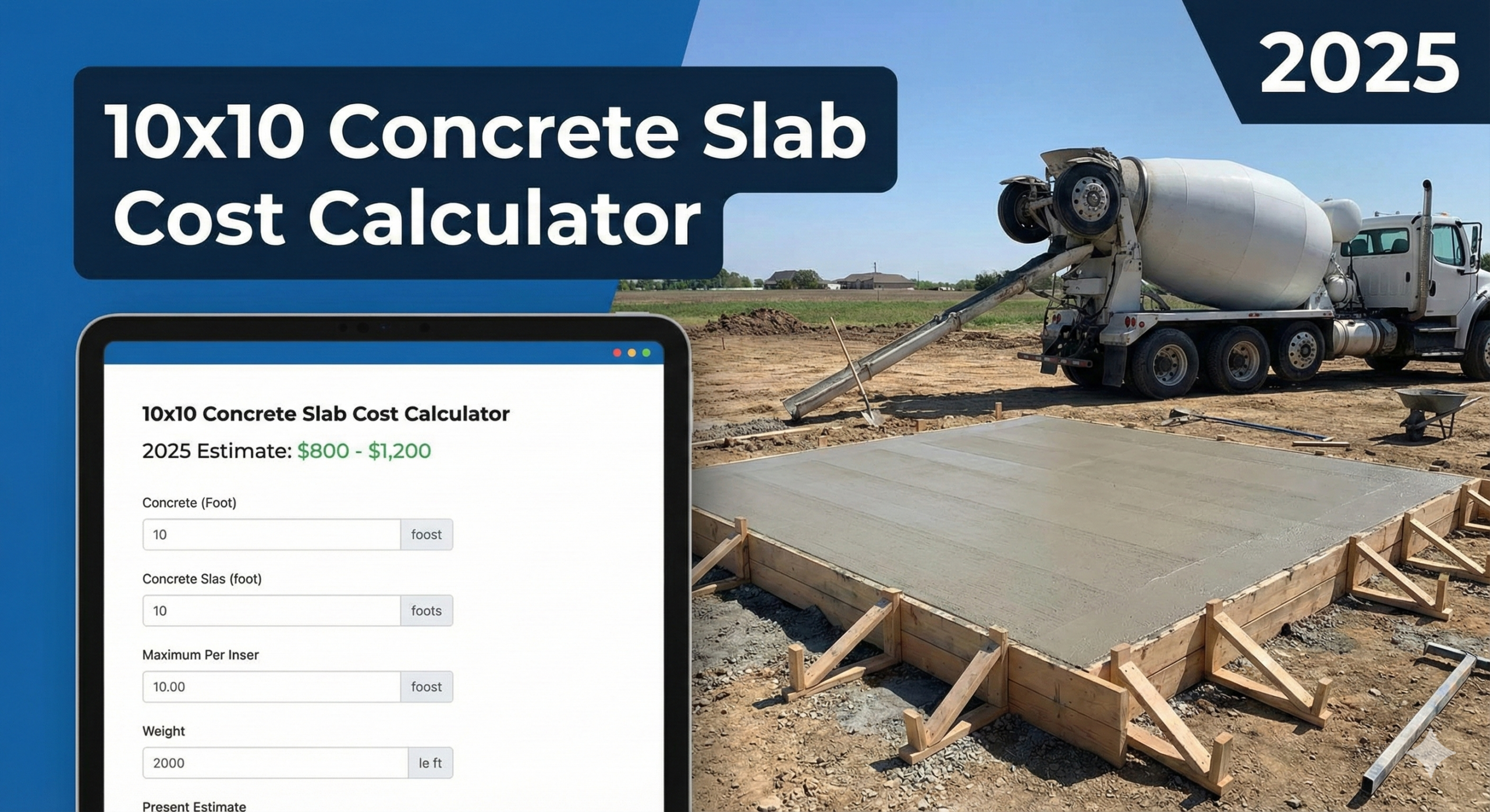 10x10 Concrete Slab Cost Calculator