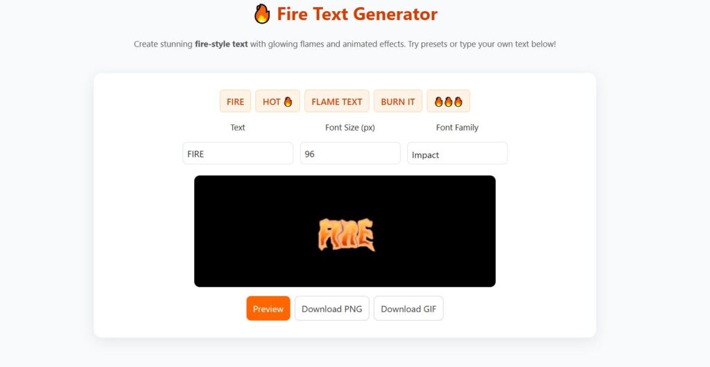 Fire Text Generator