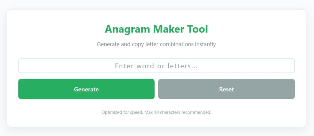 Anagram Maker Tool